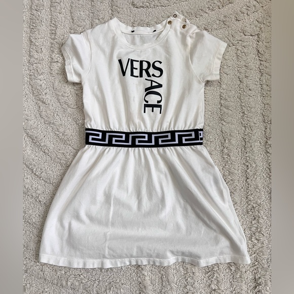 Authentic Versace Kids Greca-trim logo-print T-shirt dress 36M - Picture 2 of 8